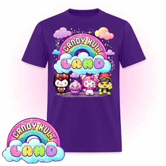 Wishbone, Frosti Boo & Panku - Candy Kult Land COLOUR Men's / Unisex Classic T-Shirt - Candy Kult - Candy Cult - Candy Kult Land - Wishbone - Boo Kitty - Panku - Frosti - Toxic Kitten - Hex-Heart - Cult Candy - Cake High Heels - [product_vendor}