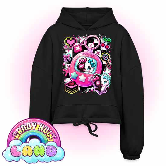 Toxic Kitten Virtual Pet - Candy Kult Land Women’s Cropped Hoodie
