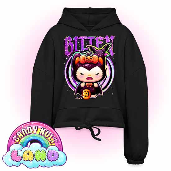 Bitten Boo Kitty Origins - Candy Kult Land Women’s Cropped Hoodie