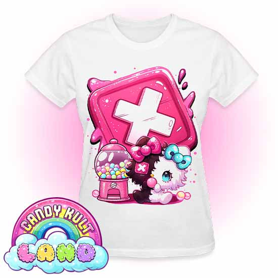 Toxic Kitten Bubble Gum Logo - Candy Kult Land REGULAR FIT Ladies T-Shirt - Candy Kult - Candy Cult - Candy Kult Land - Wishbone - Boo Kitty - Panku - Frosti - Toxic Kitten - Hex-Heart - Cult Candy - Cake High Heels - [product_vendor}
