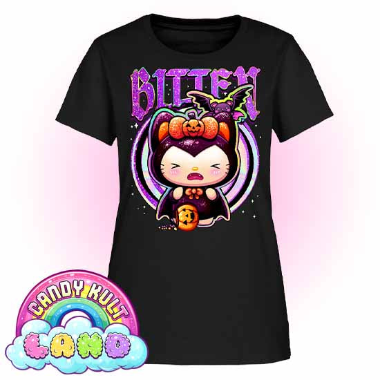 Boo Kitty Origins Bitten - Candy Kult Land Women's FITTED T-Shirt - Candy Kult - Candy Cult - Candy Kult Land - Wishbone - Boo Kitty - Panku - Frosti - Toxic Kitten - Hex-Heart - Cult Candy - Cake High Heels - [product_vendor}