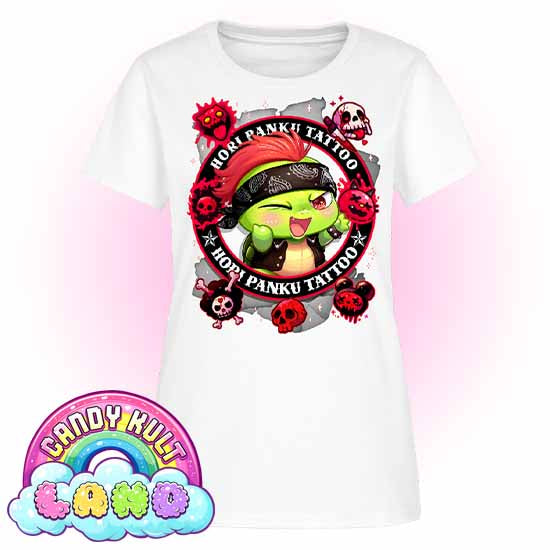 Hori Panku Tattoo Black - Candy Kult Land Women's FITTED T-Shirt - Candy Kult - Candy Cult - Candy Kult Land - Wishbone - Boo Kitty - Panku - Frosti - Toxic Kitten - Hex-Heart - Cult Candy - Cake High Heels - [product_vendor}