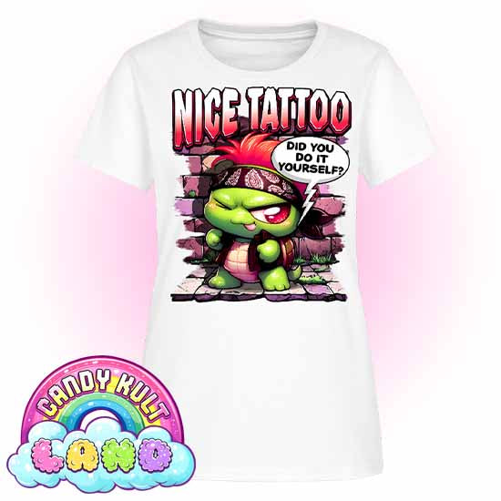 Nice Tattoo Did you Do It Yourself? Panku - Candy Kult Land Women's FITTED T-Shirt - Candy Kult - Candy Cult - Candy Kult Land - Wishbone - Boo Kitty - Panku - Frosti - Toxic Kitten - Hex-Heart - Cult Candy - Cake High Heels - [product_vendor}