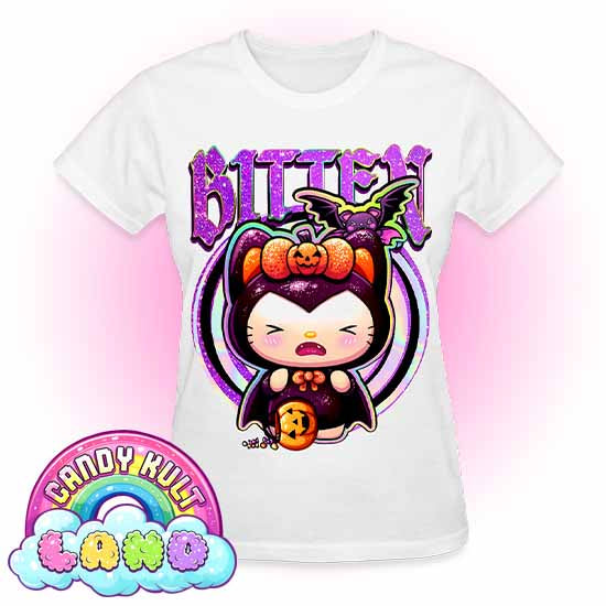 Bitten Boo Kitty Origins - Candy Kult Land REGULAR FIT Ladies T-Shirt - Candy Kult - Candy Cult - Candy Kult Land - Wishbone - Boo Kitty - Panku - Frosti - Toxic Kitten - Hex-Heart - Cult Candy - Cake High Heels - [product_vendor}