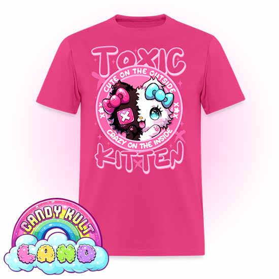 Crazy On The Inside Toxic Kitten - Candy Kult Land COLOUR Men's / Unisex Classic T-Shirt - Candy Kult - Candy Cult - Candy Kult Land - Wishbone - Boo Kitty - Panku - Frosti - Toxic Kitten - Hex-Heart - Cult Candy - Cake High Heels - [product_vendor}