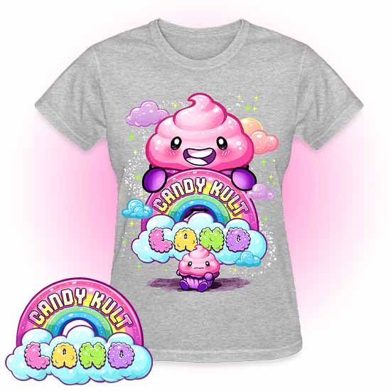 Frosti Candy Kult Land Logo REGULAR FIT Ladies T-Shirt - Candy Kult - Candy Cult - Candy Kult Land - Wishbone - Boo Kitty - Panku - Frosti - Toxic Kitten - Hex-Heart - Cult Candy - Cake High Heels - [product_vendor}