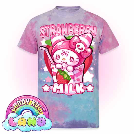 Wishbone Strawberry Milk - Candy Kult Land Unisex Tie Dye T-Shirt - Candy Kult - Candy Cult - Candy Kult Land - Wishbone - Boo Kitty - Panku - Frosti - Toxic Kitten - Hex-Heart - Cult Candy - Cake High Heels - [product_vendor}