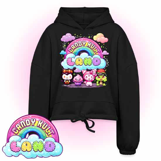 Wishbone Frosti Boo & Panku - Candy Kult Land Women’s Cropped Hoodie