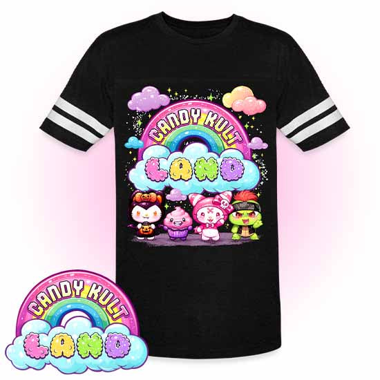 Wishbone, Frosti Boo & Panku - Candy Kult Land Men's / Unisex Vintage Sport T-Shirt - Candy Kult - Candy Cult - Candy Kult Land - Wishbone - Boo Kitty - Panku - Frosti - Toxic Kitten - Hex-Heart - Cult Candy - Cake High Heels - [product_vendor}