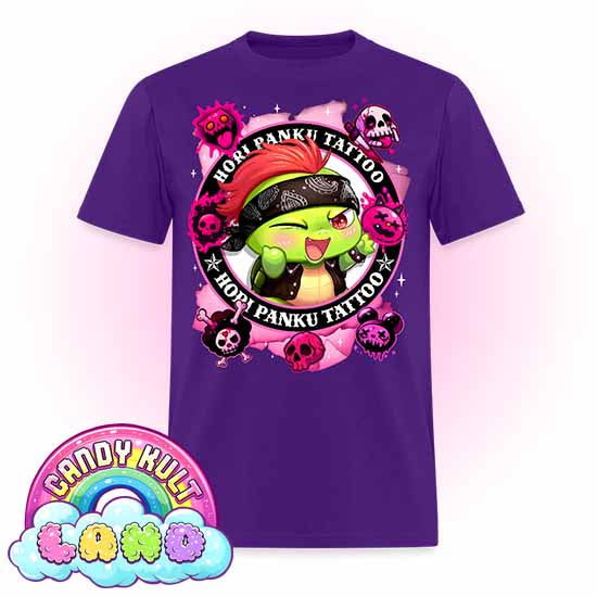 Hori Panku Tattoo Pink - Candy Kult Land COLOUR Men's / Unisex Classic T-Shirt - Candy Kult - Candy Cult - Candy Kult Land - Wishbone - Boo Kitty - Panku - Frosti - Toxic Kitten - Hex-Heart - Cult Candy - Cake High Heels - [product_vendor}