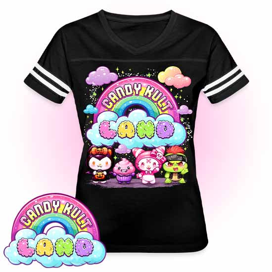Wishbone, Frosti Boo & Panku - Candy Kult Land Women’s Vintage Sport T-Shirt - Candy Kult - Candy Cult - Candy Kult Land - Wishbone - Boo Kitty - Panku - Frosti - Toxic Kitten - Hex-Heart - Cult Candy - Cake High Heels - [product_vendor}