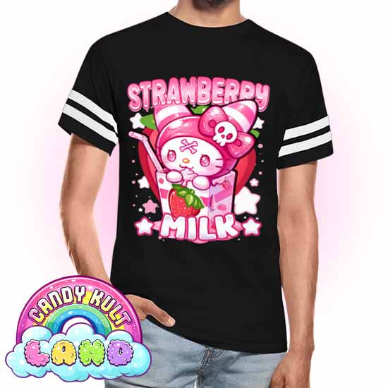 Wishbone Strawberry Milk - Candy Kult Land Men's / Unisex Vintage Sport T-Shirt - Candy Kult - Candy Cult - Candy Kult Land - Wishbone - Boo Kitty - Panku - Frosti - Toxic Kitten - Hex-Heart - Cult Candy - Cake High Heels - [product_vendor}