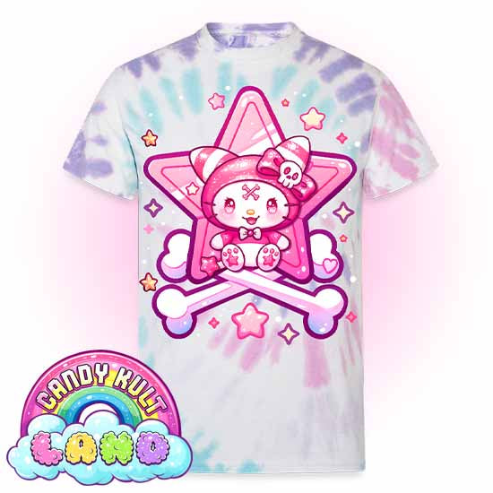Wishbone Crossbones - Candy Kult Land Unisex Tie Dye T-Shirt - Candy Kult - Candy Cult - Candy Kult Land - Wishbone - Boo Kitty - Panku - Frosti - Toxic Kitten - Hex-Heart - Cult Candy - Cake High Heels - [product_vendor}