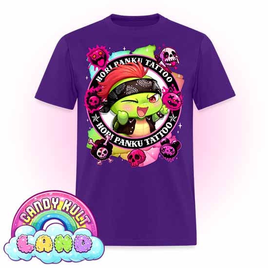 Hori Panku Tattoo Rainbow - Candy Kult Land COLOUR Men's / Unisex Classic T-Shirt - Candy Kult - Candy Cult - Candy Kult Land - Wishbone - Boo Kitty - Panku - Frosti - Toxic Kitten - Hex-Heart - Cult Candy - Cake High Heels - [product_vendor}