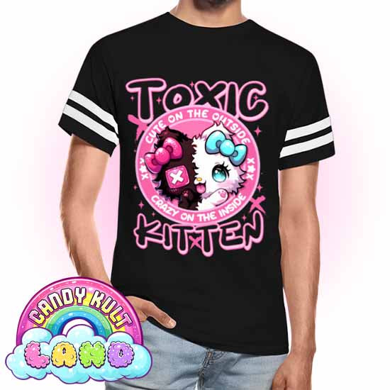 Crazy On The Inside Toxic Kitten - Candy Kult Land Men's / Unisex Vintage Sport T-Shirt - Candy Kult - Candy Cult - Candy Kult Land - Wishbone - Boo Kitty - Panku - Frosti - Toxic Kitten - Hex-Heart - Cult Candy - Cake High Heels - [product_vendor}