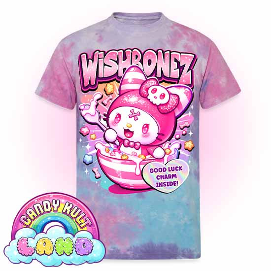Wishbonez Cereal - Candy Kult Land Unisex Tie Dye T-Shirt - Candy Kult - Candy Cult - Candy Kult Land - Wishbone - Boo Kitty - Panku - Frosti - Toxic Kitten - Hex-Heart - Cult Candy - Cake High Heels - [product_vendor}