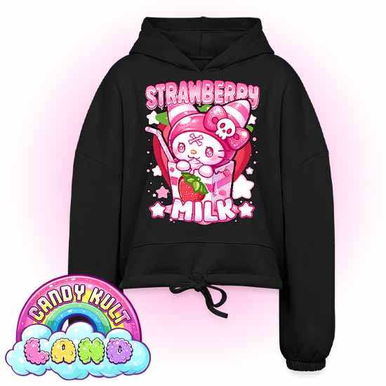 Wishbone Strawberry Milk - Candy Kult Land Women’s Cropped Hoodie