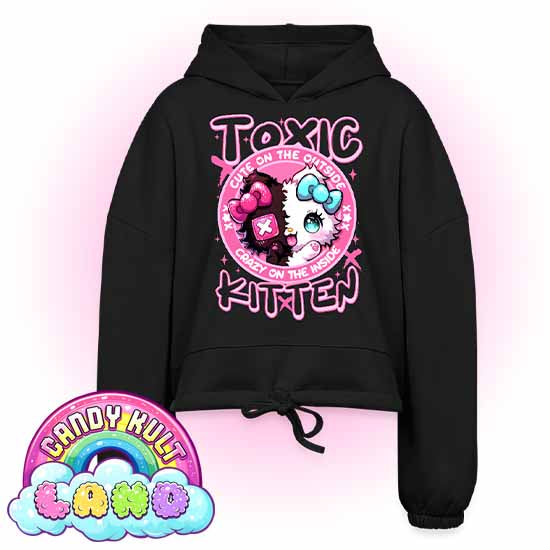 Crazy On The Inside Toxic Kitten - Candy Kult Land Women’s Cropped Hoodie