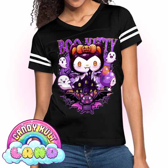 Boo Kitty Origins - Candy Kult Land Women’s Vintage Sport T-Shirt - Candy Kult - Candy Cult - Candy Kult Land - Wishbone - Boo Kitty - Panku - Frosti - Toxic Kitten - Hex-Heart - Cult Candy - Cake High Heels - [product_vendor}