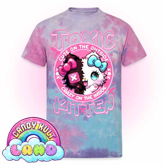 Crazy On The Inside Toxic Kitten - Candy Kult Land Unisex Tie Dye T-Shirt - Candy Kult - Candy Cult - Candy Kult Land - Wishbone - Boo Kitty - Panku - Frosti - Toxic Kitten - Hex-Heart - Cult Candy - Cake High Heels - [product_vendor}
