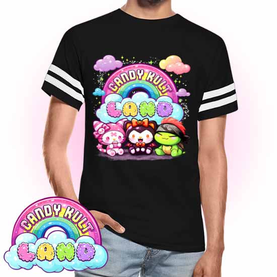 Wishbone Boo & Panku Candy Kult Land Logo - Candy Kult Land Men's / Unisex Vintage Sport T-Shirt - Candy Kult - Candy Cult - Candy Kult Land - Wishbone - Boo Kitty - Panku - Frosti - Toxic Kitten - Hex-Heart - Cult Candy - Cake High Heels - [product_vendor}