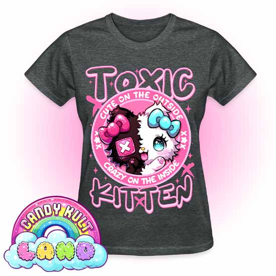 Crazy On The Inside Toxic Kitten - Candy Kult land REGULAR FIT Ladies T-Shirt - Candy Kult - Candy Cult - Candy Kult Land - Wishbone - Boo Kitty - Panku - Frosti - Toxic Kitten - Hex-Heart - Cult Candy - Cake High Heels - [product_vendor}