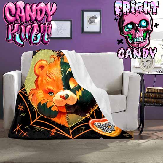 All Stitched Up Fright Candy Micro Fleece Blanket Candy Kult 40 x 50 Inch care bears Halloween Candy Cult - Candy Kult Land - Wishbone - Boo Kitty - Panku - Frosti - Toxic Kitten - Hex - Heart - Cult Candy - Ca