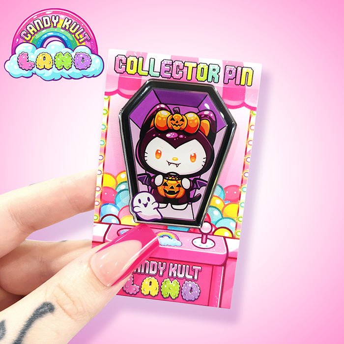 Boo Kitty Coffin Collector Pin Candy Kult Boo Kitty Boo Kitty Origins candy kult land Candy Cult - Candy Kult Land - Wishbone - Boo Kitty - Panku - Frosti - Toxic Kitten - Hex - Heart - Cult Candy - Ca