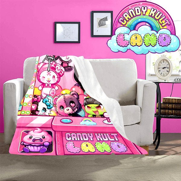 Candy Kult Land Claw Machine Micro Fleece Blanket Candy Kult 40 x 50 Inch Boo Kitty ck land Diablo Candy Cult - Candy Kult Land - Wishbone - Boo Kitty - Panku - Frosti - Toxic Kitten - Hex - Heart - Cult Candy - Ca
