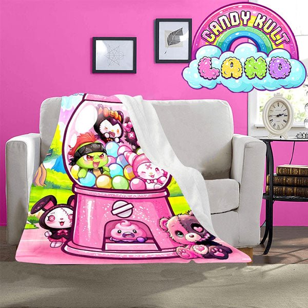 Candy Kult Land Gumball Machine Micro Fleece Blanket Candy Kult 40 x 50 Inch Boo Kitty ck land Diablo Candy Cult - Candy Kult Land - Wishbone - Boo Kitty - Panku - Frosti - Toxic Kitten - Hex - Heart - Cult Candy - Ca