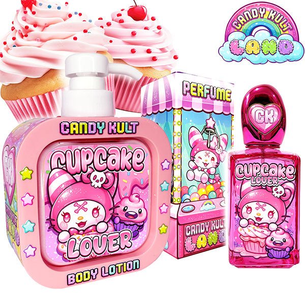Cupcake Lover Candy Kult Land Perfume & Body Lotion Pack Candy Kult Frosti Wishbone Candy Cult - Candy Kult Land - Wishbone - Boo Kitty - Panku - Frosti - Toxic Kitten - Hex - Heart - Cult Candy - Ca