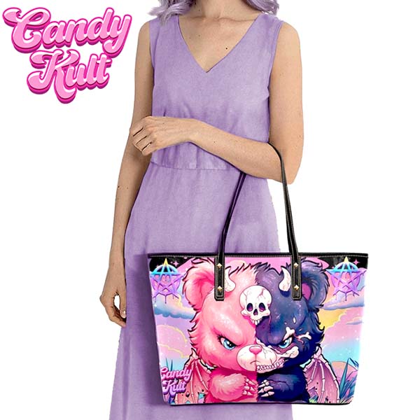 Demonic Bear Fright Candy Large Tote Bag Candy Kult Bag care bears handbag Candy Cult - Candy Kult Land - Wishbone - Boo Kitty - Panku - Frosti - Toxic Kitten - Hex - Heart - Cult Candy - Ca