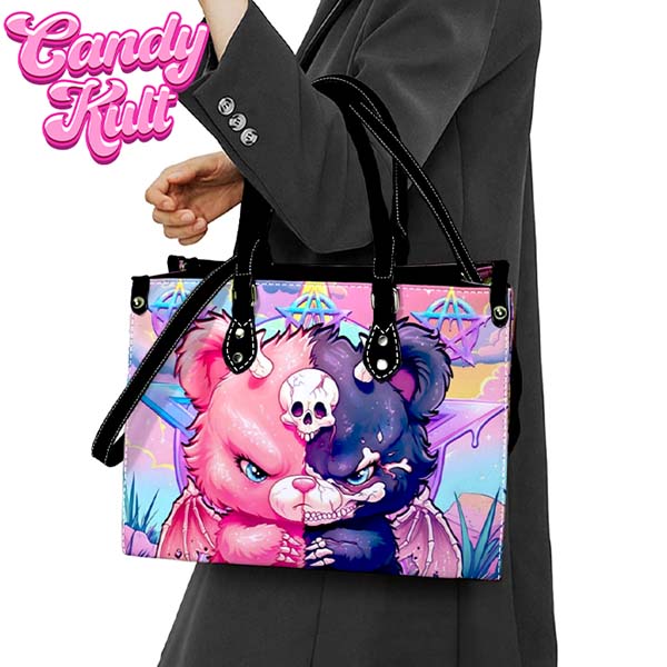 Demonic Bear Fright Candy PU Leather Crossbody Handbag Candy Kult Bag care bears Crossbody Candy Cult - Candy Kult Land - Wishbone - Boo Kitty - Panku - Frosti - Toxic Kitten - Hex - Heart - Cult Candy - Ca