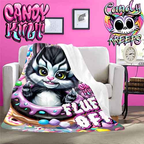 Fluff Off Candy Kreeps Micro Fleece Blanket - Candy Kult - Candy Cult - Candy Kult Land - Wishbone - Boo Kitty - Panku - Frosti - Toxic Kitten - Hex-Heart - Cult Candy - Cake High Heels - [product_vendor}
