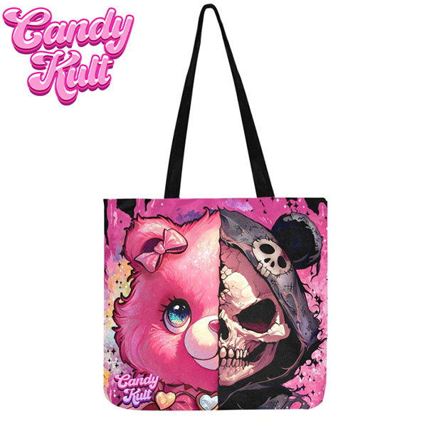 Split Personality Bear Fright Candy Reusable Canvas Shopping Tote