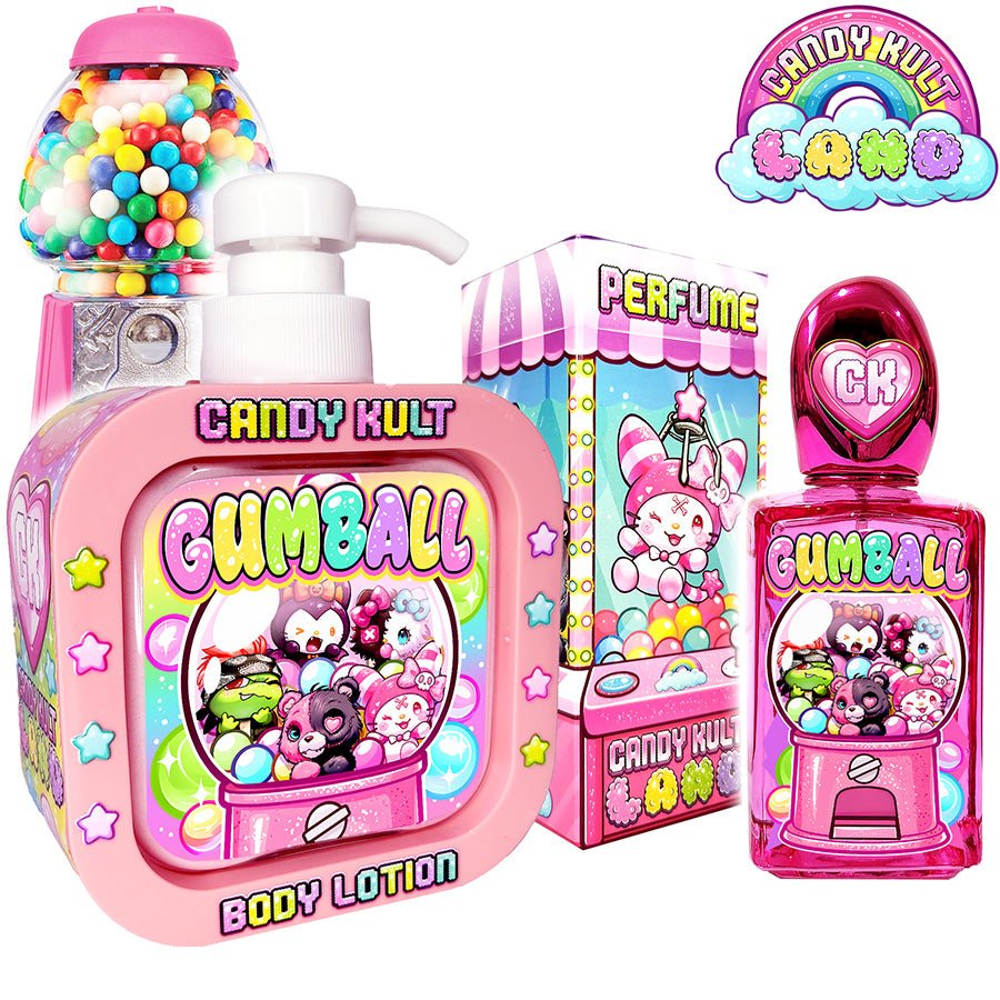 Gumball Bubble Gum Candy Kult Land Perfume & Body Lotion Pack Candy Kult Boo Kitty Bubble Gum bubblegum Candy Cult - Candy Kult Land - Wishbone - Boo Kitty - Panku - Frosti - Toxic Kitten - Hex - Heart - Cult Candy - Ca