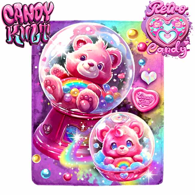 Gumball Wishes Retro Candy Micro Fleece Blanket Candy Kult 40 x 50 Inch care bears Candy Cult - Candy Kult Land - Wishbone - Boo Kitty - Panku - Frosti - Toxic Kitten - Hex - Heart - Cult Candy - Ca