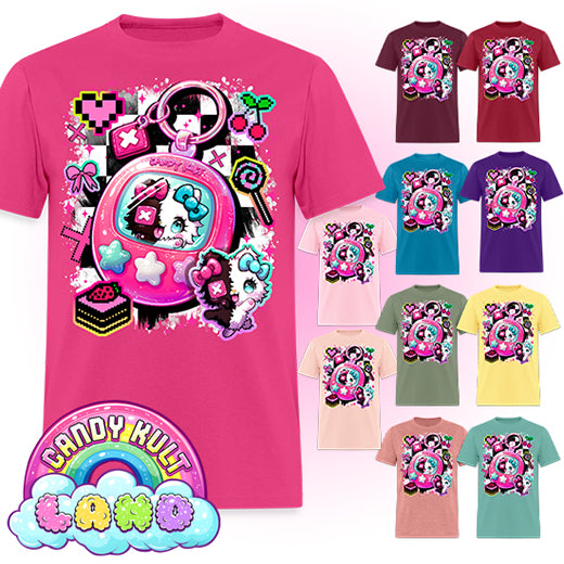 Toxic Kitten Virtual Pet - Candy Kult Land COLOUR Men's / Unisex Classic T-Shirt - Candy Kult - Candy Cult - Candy Kult Land - Wishbone - Boo Kitty - Panku - Frosti - Toxic Kitten - Hex-Heart - Cult Candy - Cake High Heels - [product_vendor}