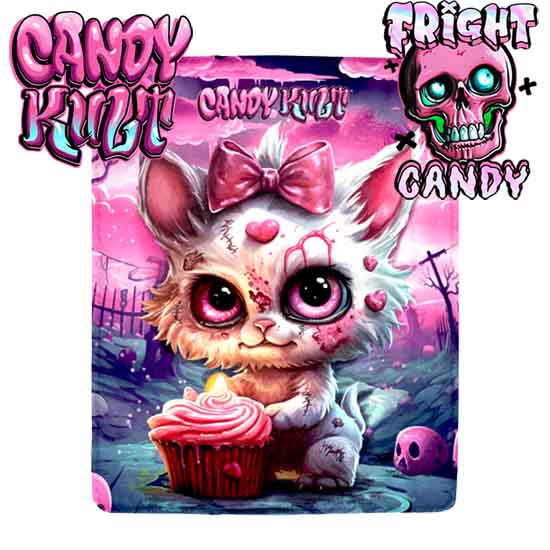 From Paris To The Grave Fright Candy Micro Fleece Blanket - Candy Kult - Candy Cult - Candy Kult Land - Wishbone - Boo Kitty - Panku - Frosti - Toxic Kitten - Hex-Heart - Cult Candy - Cake High Heels - [product_vendor}