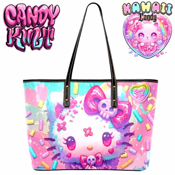 Pastel Purrfection Kawaii Candy Large Tote Bag - Candy Kult - Candy Cult - Cult Candy - Cake High Heels - [product_vendor}