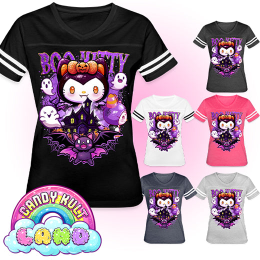 Boo Kitty Origins - Candy Kult Land Women’s Vintage Sport T-Shirt - Candy Kult - Candy Cult - Candy Kult Land - Wishbone - Boo Kitty - Panku - Frosti - Toxic Kitten - Hex-Heart - Cult Candy - Cake High Heels - [product_vendor}