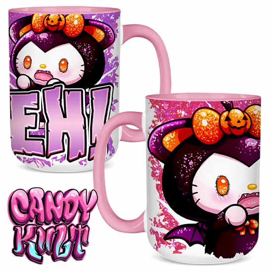 Boo Kitty Bleh Candy Kult Land Pink Handle Large Mug - Candy Kult - Candy Cult - Candy Kult Land - Wishbone - Boo Kitty - Panku - Frosti - Toxic Kitten - Hex-Heart - Cult Candy - Cake High Heels - [product_vendor}