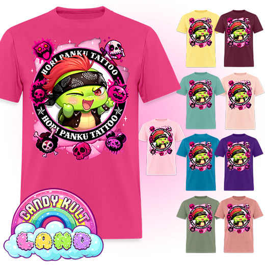 Hori Panku Tattoo Pink - Candy Kult Land COLOUR Men's / Unisex Classic T-Shirt - Candy Kult - Candy Cult - Candy Kult Land - Wishbone - Boo Kitty - Panku - Frosti - Toxic Kitten - Hex-Heart - Cult Candy - Cake High Heels - [product_vendor}