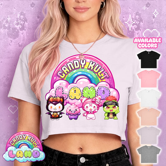 Candy Kult Land Pink Character Logo Premium Crop Tee