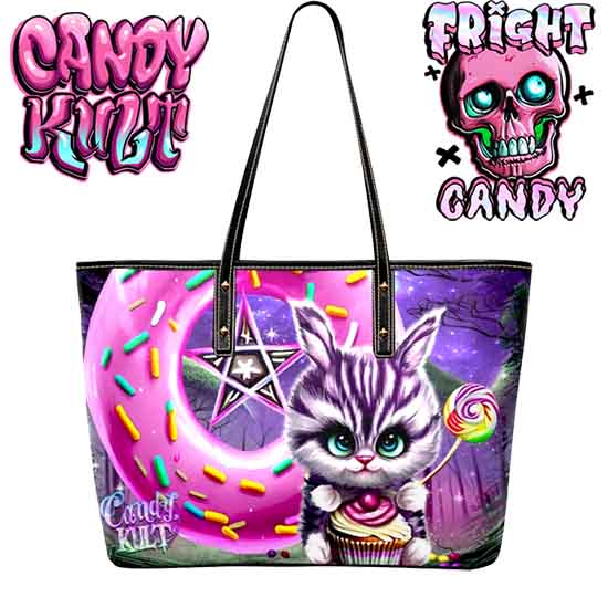 Bunny Donut Pentagram Fright Candy Large Tote Bag - Candy Kult - Candy Cult - Candy Kult Land - Wishbone - Boo Kitty - Panku - Frosti - Toxic Kitten - Hex-Heart - Cult Candy - Cake High Heels - [product_vendor}
