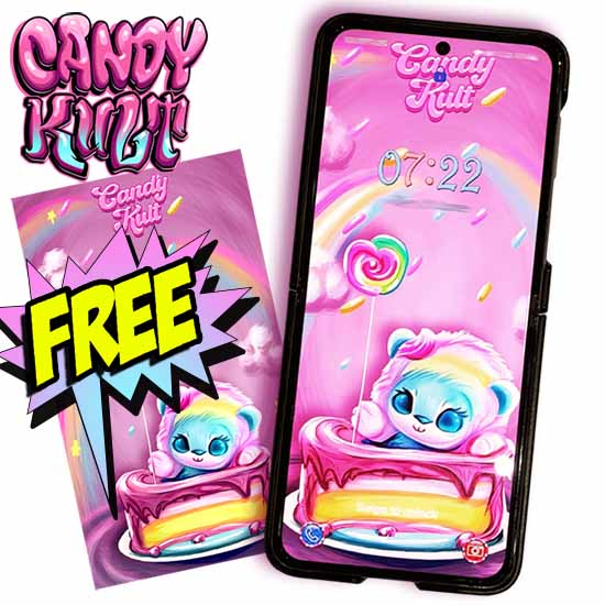 FREE Candy Kult Rainbow I Care Bear Phone Wallpaper - Candy Kult - Candy Cult - Candy Kult Land - Wishbone - Boo Kitty - Panku - Frosti - Toxic Kitten - Hex-Heart - Cult Candy - Cake High Heels - [product_vendor}