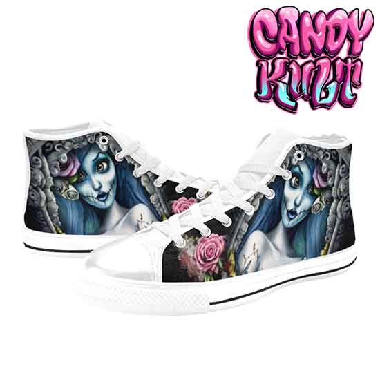 Corpse Bride Waiting For You Fright Candy White Men’s High Top Canvas Shoes - Candy Kult - Candy Cult - Candy Kult Land - Wishbone - Boo Kitty - Panku - Frosti - Toxic Kitten - Hex-Heart - Cult Candy - Cake High Heels - [product_vendor}