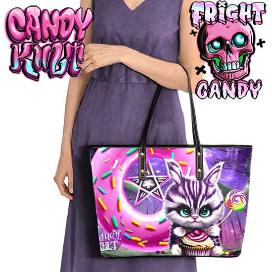 Bunny Donut Pentagram Fright Candy Large Tote Bag - Candy Kult - Candy Cult - Candy Kult Land - Wishbone - Boo Kitty - Panku - Frosti - Toxic Kitten - Hex-Heart - Cult Candy - Cake High Heels - [product_vendor}