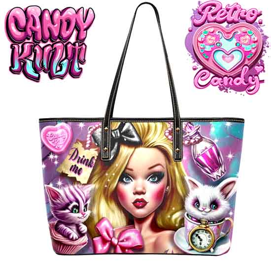 Alice In Retroland Retro Candy Large Tote Bag - Candy Kult - Candy Cult - Candy Kult Land - Wishbone - Boo Kitty - Panku - Frosti - Toxic Kitten - Hex-Heart - Cult Candy - Cake High Heels - [product_vendor}