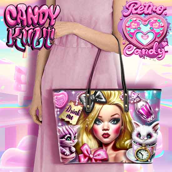 Alice In Retroland Retro Candy Large Tote Bag - Candy Kult - Candy Cult - Candy Kult Land - Wishbone - Boo Kitty - Panku - Frosti - Toxic Kitten - Hex-Heart - Cult Candy - Cake High Heels - [product_vendor}